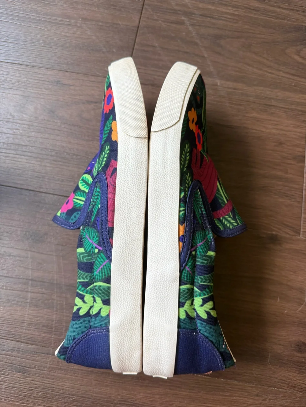 Inkkas Sokoke Slip On Colorful Cat & Floral Blue Purple Sneakers Vegan Shoes 11